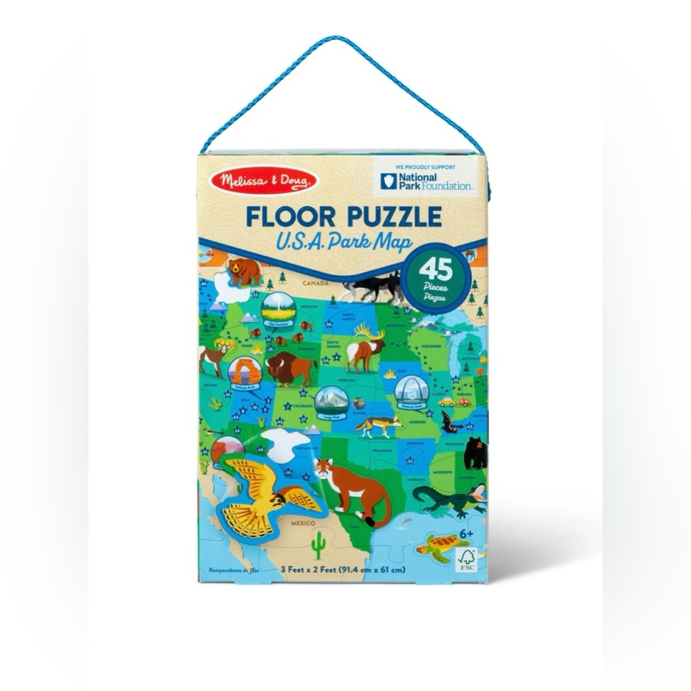 NEW Melissa & Doug Floor Puzzle National Parks USA Map Giant Animal Shapes